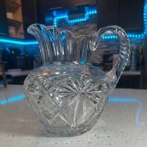 NICE HAWKES AMERICAN BRILLIANT PERIOD STAR LARGE FACETED HANDLED PITCHER